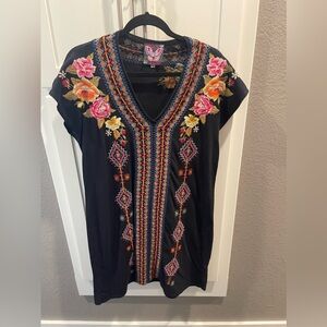 Johnny Was Adele Drape Dress Black - Medium